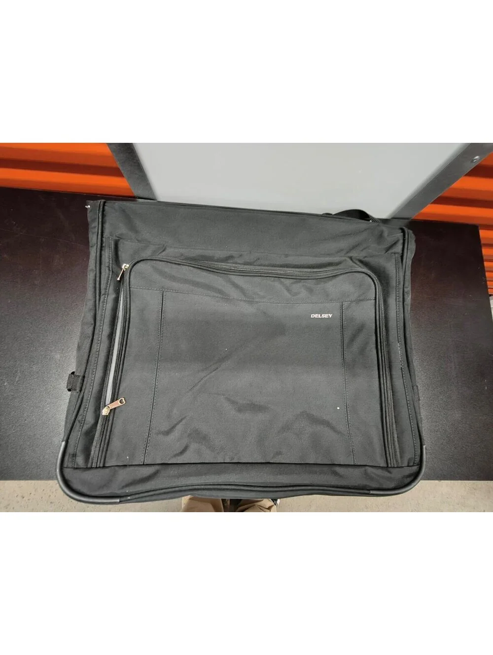 Delsey Black Garment Bag with Multiple Zippered Compartments